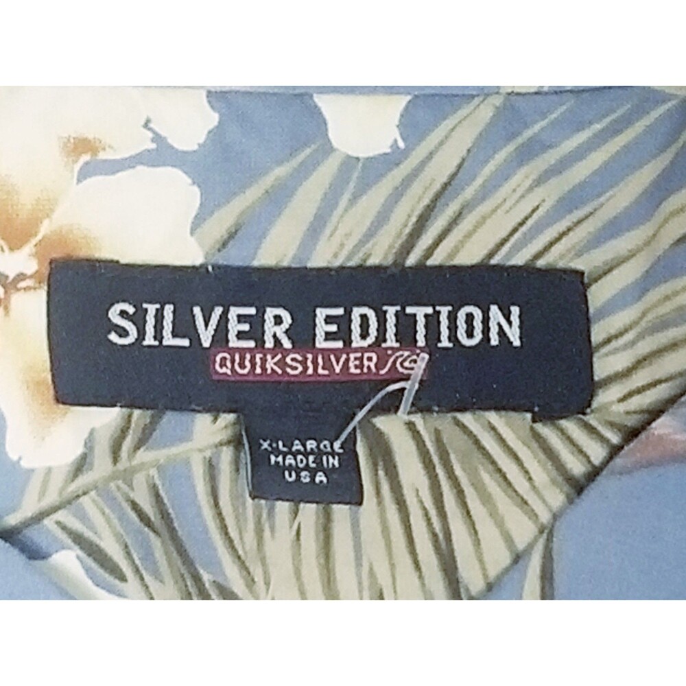 QuickSilver Hawaiian Shirt Men's Size XL Blue Floral Silver Edition New NWT NOS - Picture 4 of 5